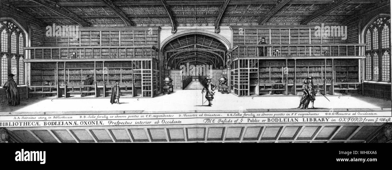 Bibliothecn, Bodleiana, Oxonia - Prospetto interno ab Oriente. L'interno del pubblico o biblioteca Bodleian Library in Oxford dal G Est Foto Stock