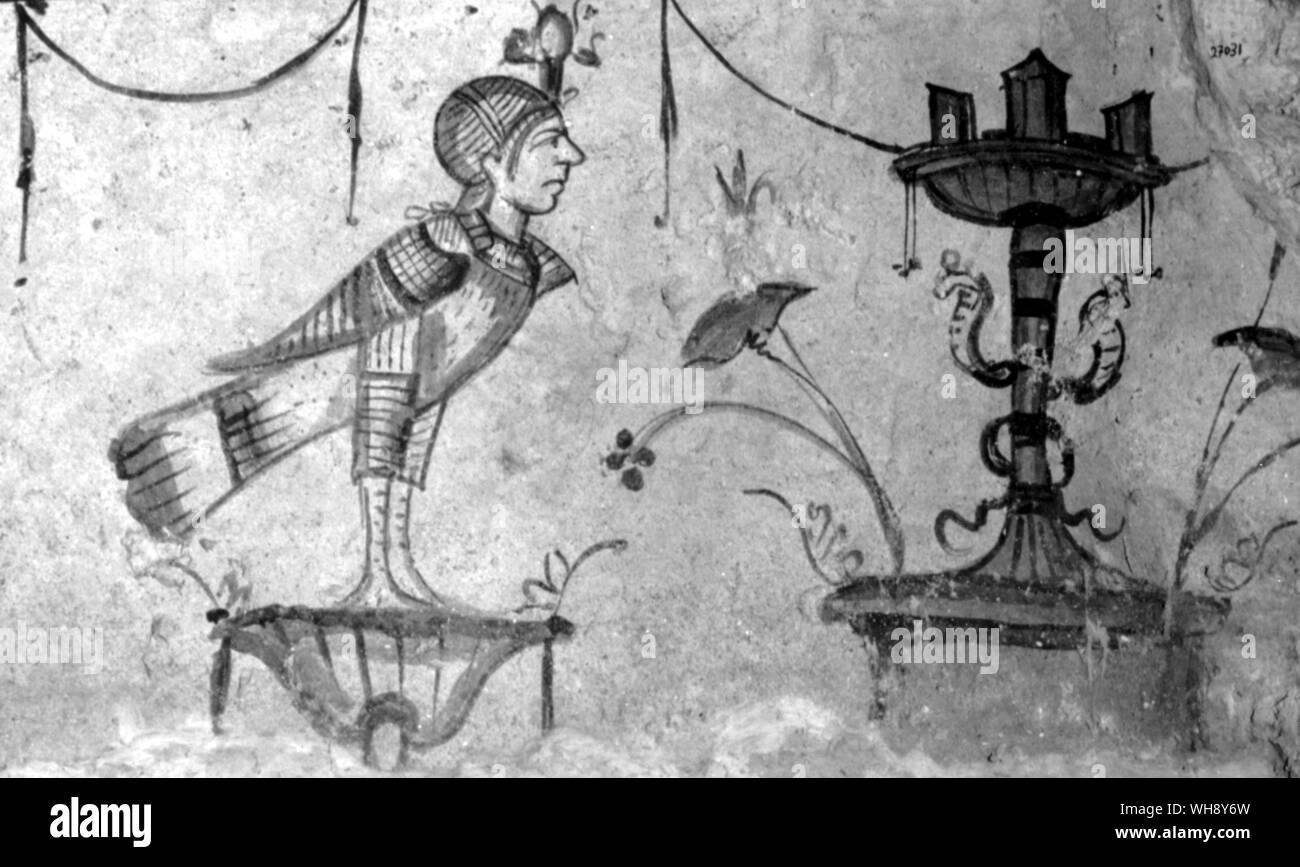 Dipinto funery bramma che mostra l'Egiziano ba, un aspetto dell'anima che potevano entrare o lasciare il corpo ed era comunemente rappresentato come un uomo con testa di uccello. Ii secolo D.C. Foto Stock