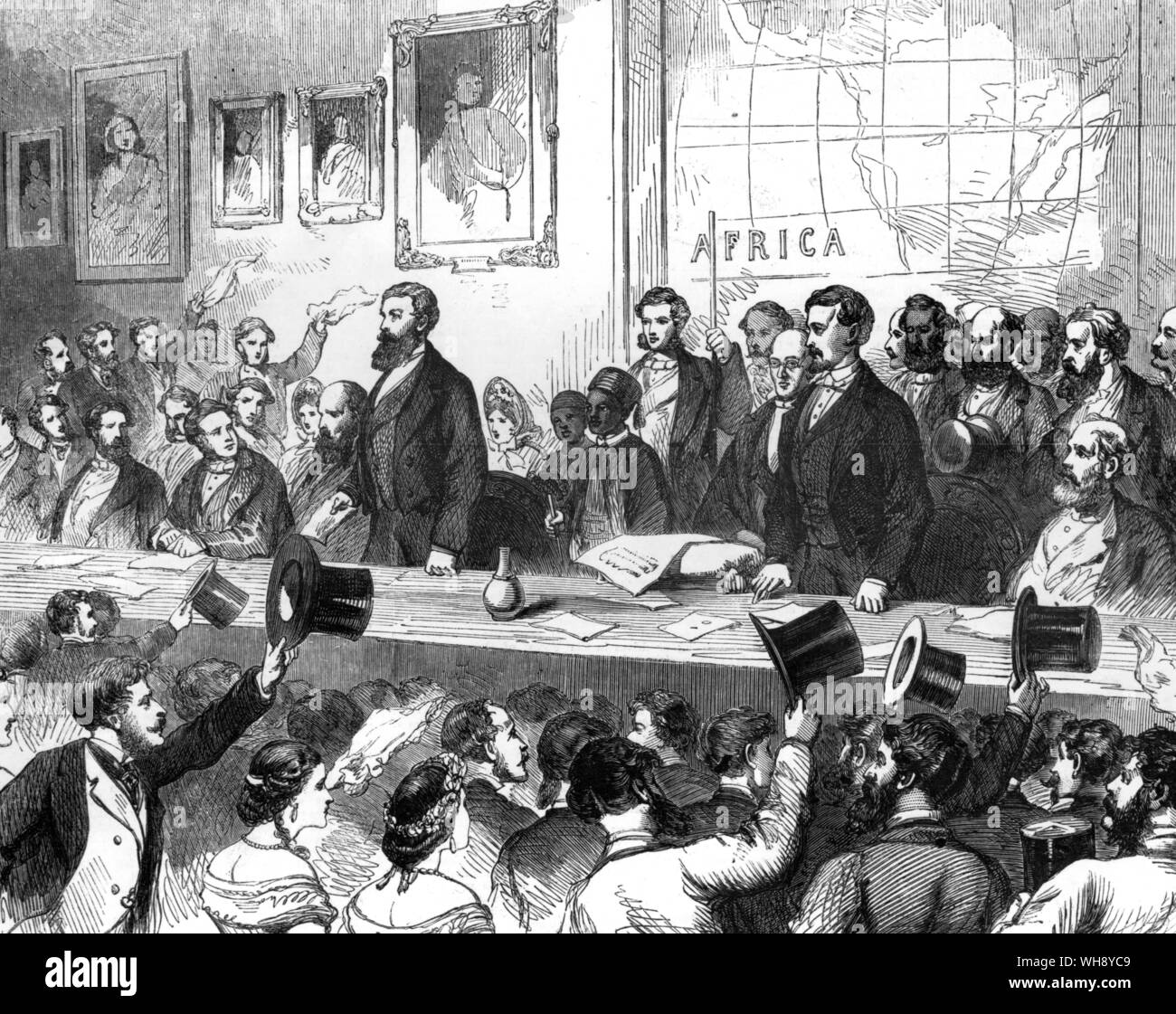 Speke e Grant presso la Reale Società Geografica della reception per loro, sabato 4 luglio, 1863. Foto Stock