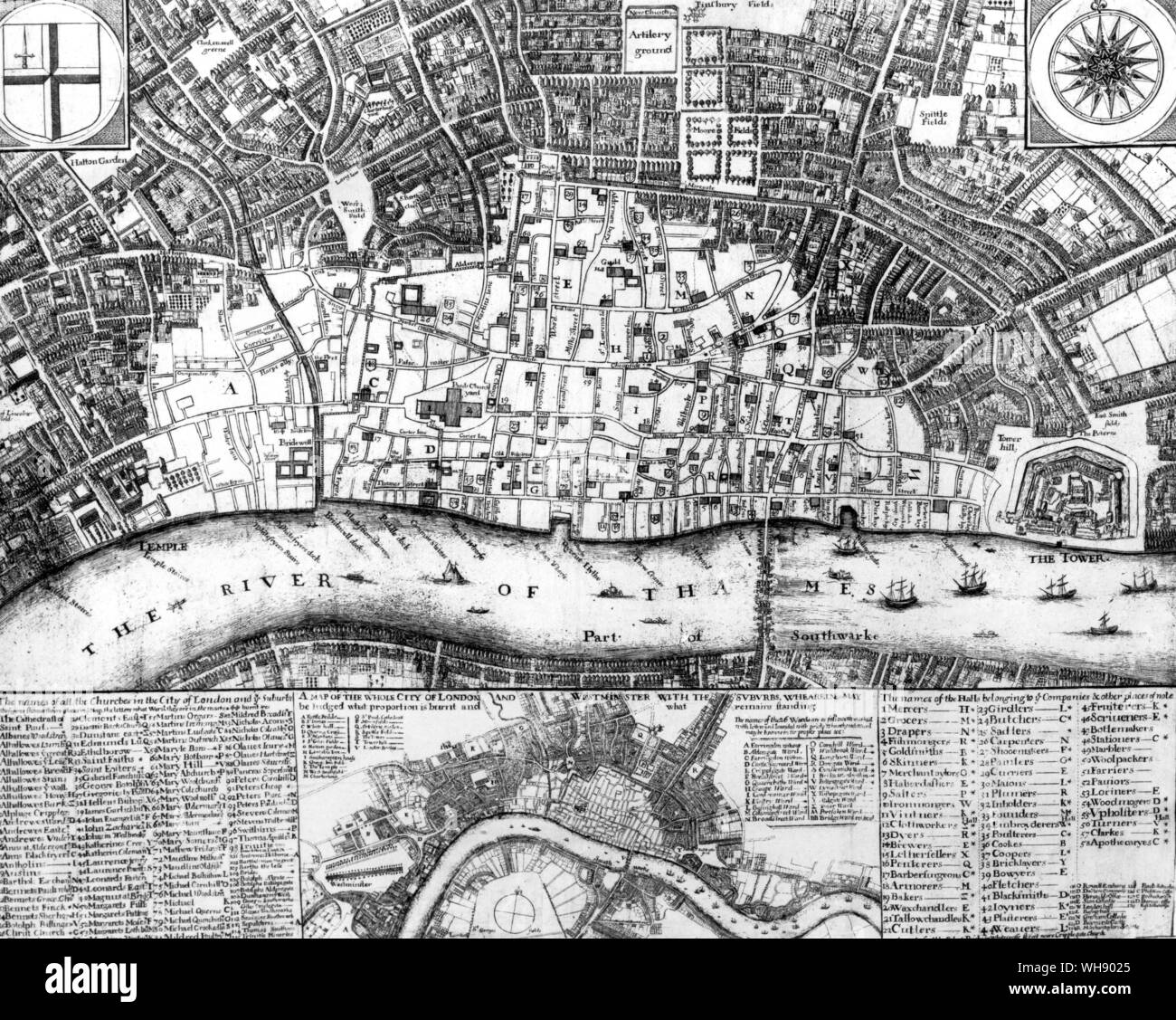 Una parte di Londra nel 1666 Foto Stock