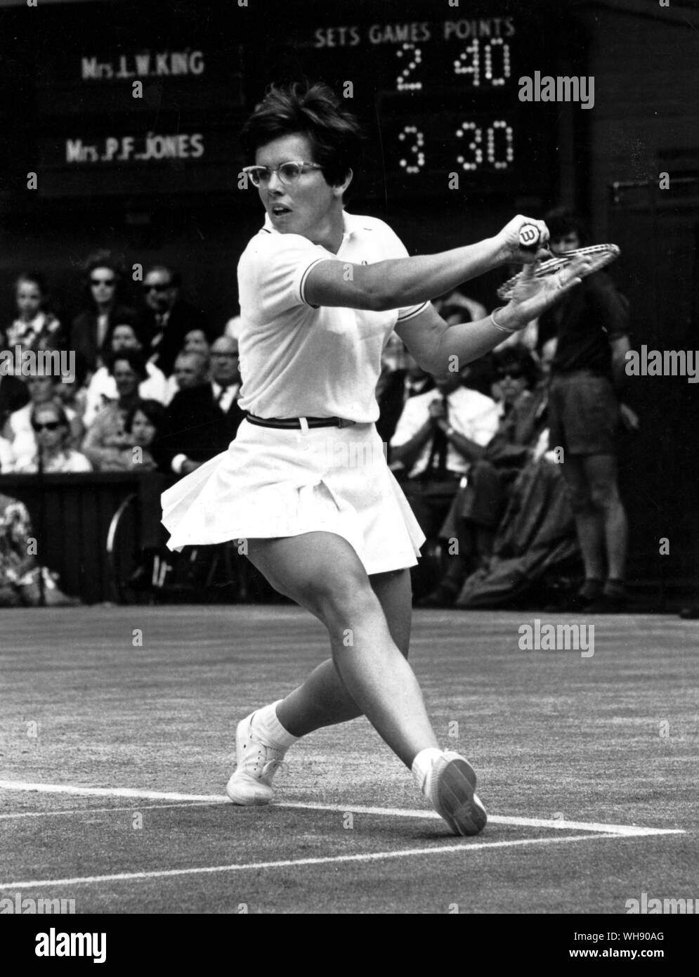Billie Jean King degli STATI UNITI D'AMERICA. Il torneo di Wimbledon Foto  stock - Alamy