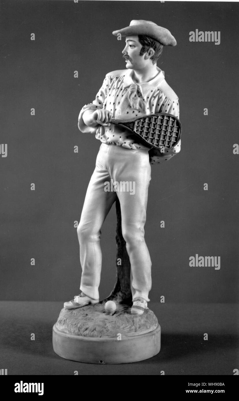 Abbigliamento uomo. Questa statuetta, datata 1884, è pensato per essere di William Renshaw, triple Wimbledon champion entro tale data.. Foto Stock