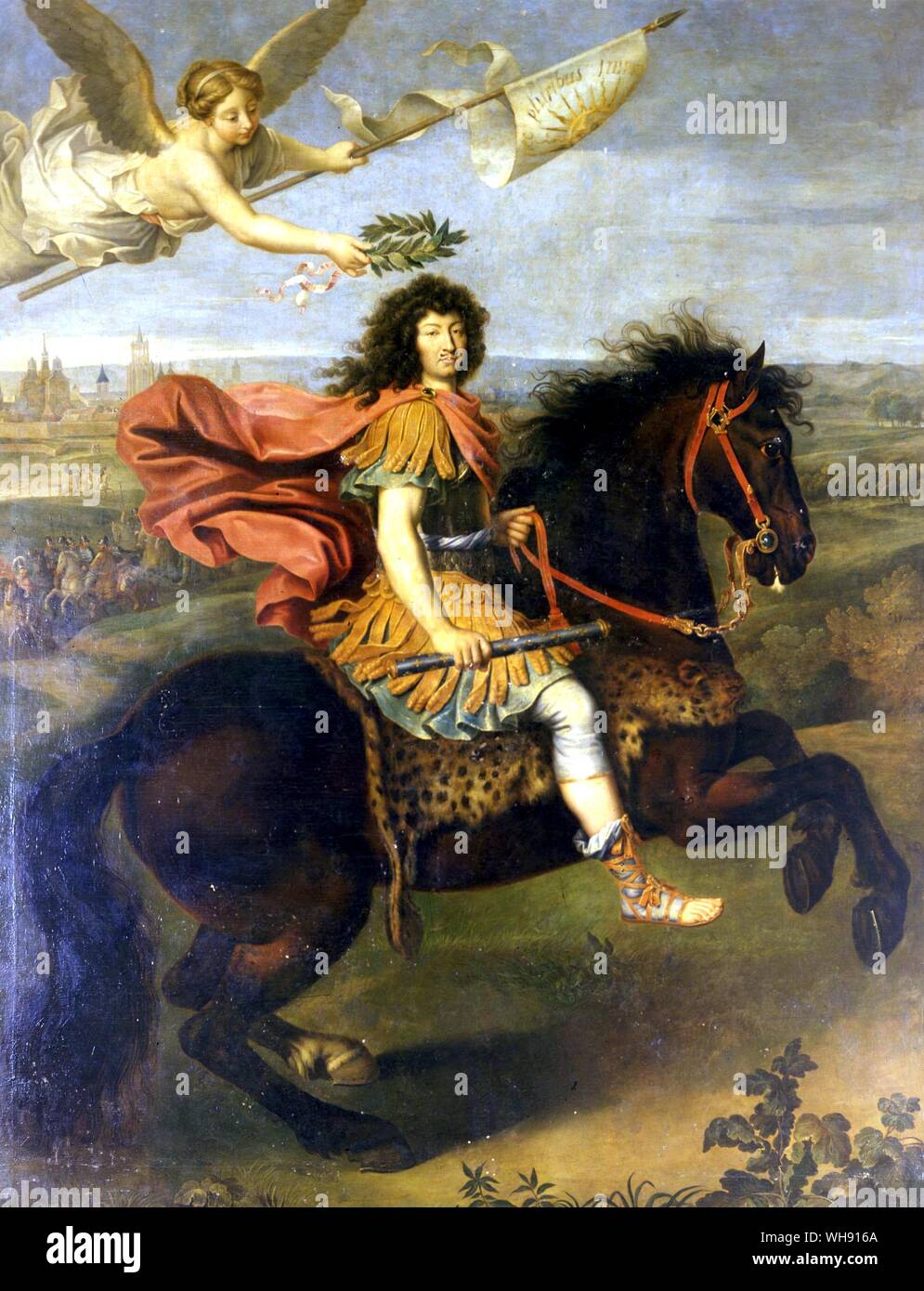 Louis XIV (1638-1715) essendo coronata da Vittoria . Re di Francia Foto Stock