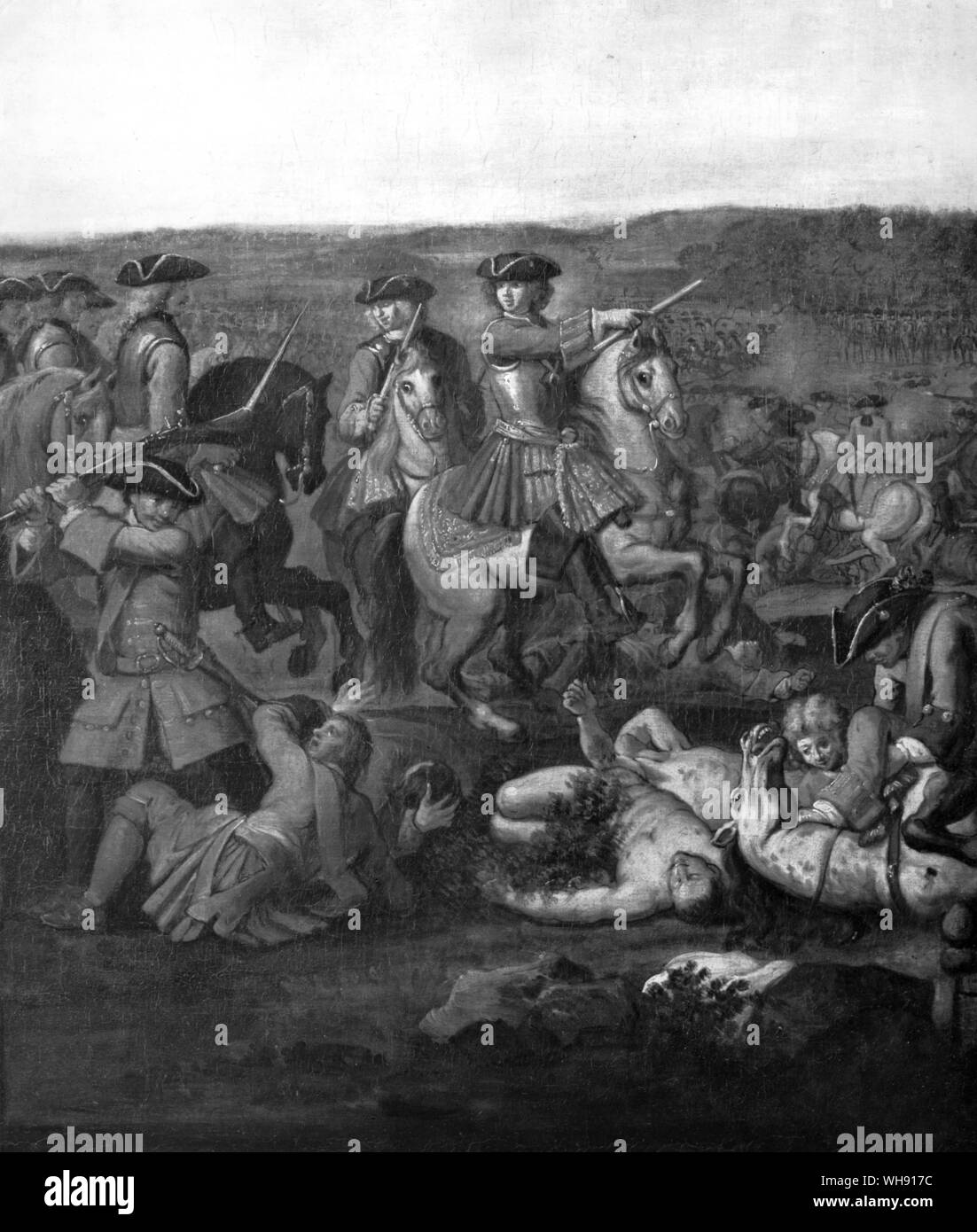 Il principe Eugenio di attaccare l'ala francese a Blenheim. Dettaglio di Laguerre di schizzo di olio Foto Stock Il principe Eugenio di attaccare l'ala francese a Blenheim. Dettaglio di Laguerre di schizzo di olio Foto Stock