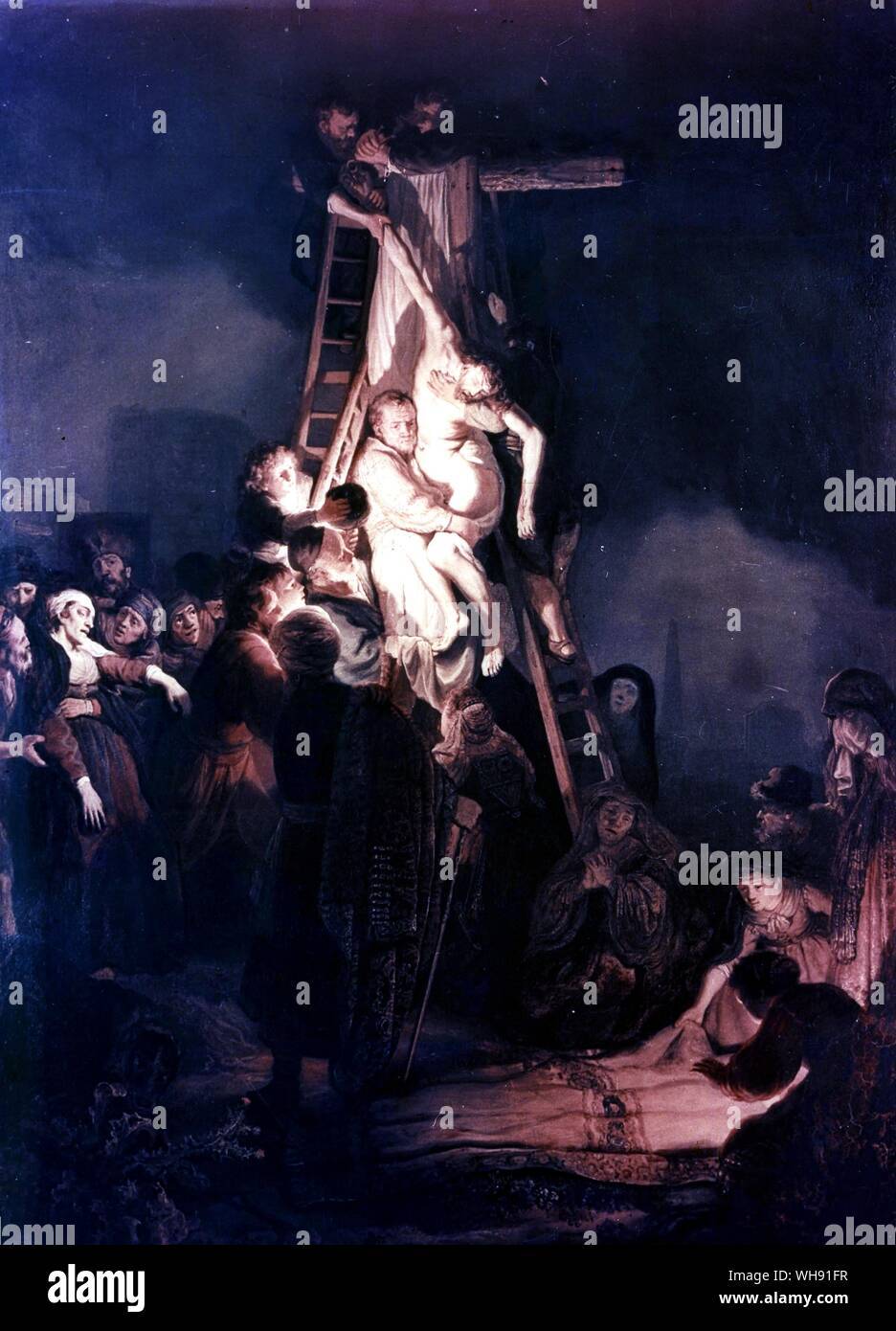 Discesa dalla Croce . di Rembrandt. Harmenszoon Rembrandt van Rijn (Luglio 15, 1606 - Ottobre 4, 1669) è generalmente considerato uno dei più grandi pittori nella storia dell'arte europea e il più importante nella storia Olandese.. Foto Stock