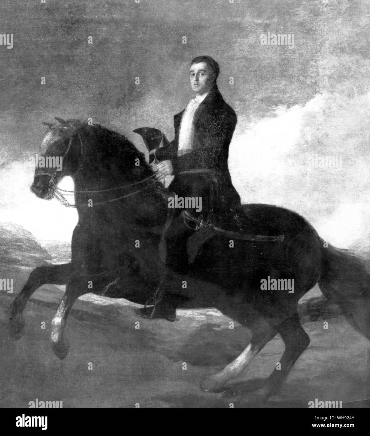 Il Duca di Wellington a cavallo da Francisco de Goya. (Tela è 2545 x 183 cm) Foto Stock