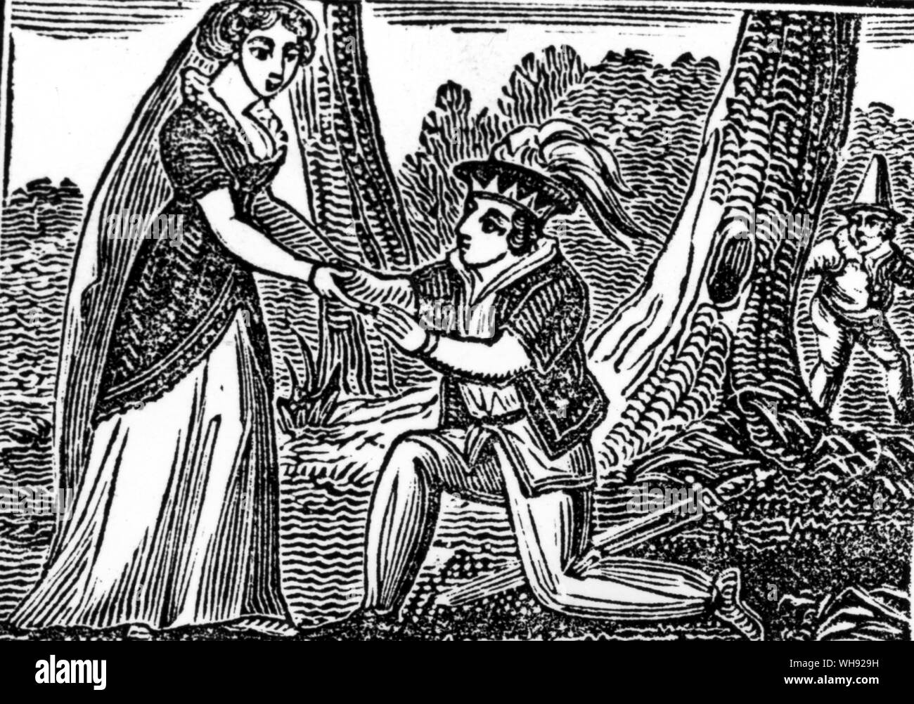 Xilografia da un centesimo edition chapbook, la storia del Giallo nana, stampato in Glasgow nel 1852. Foto Stock