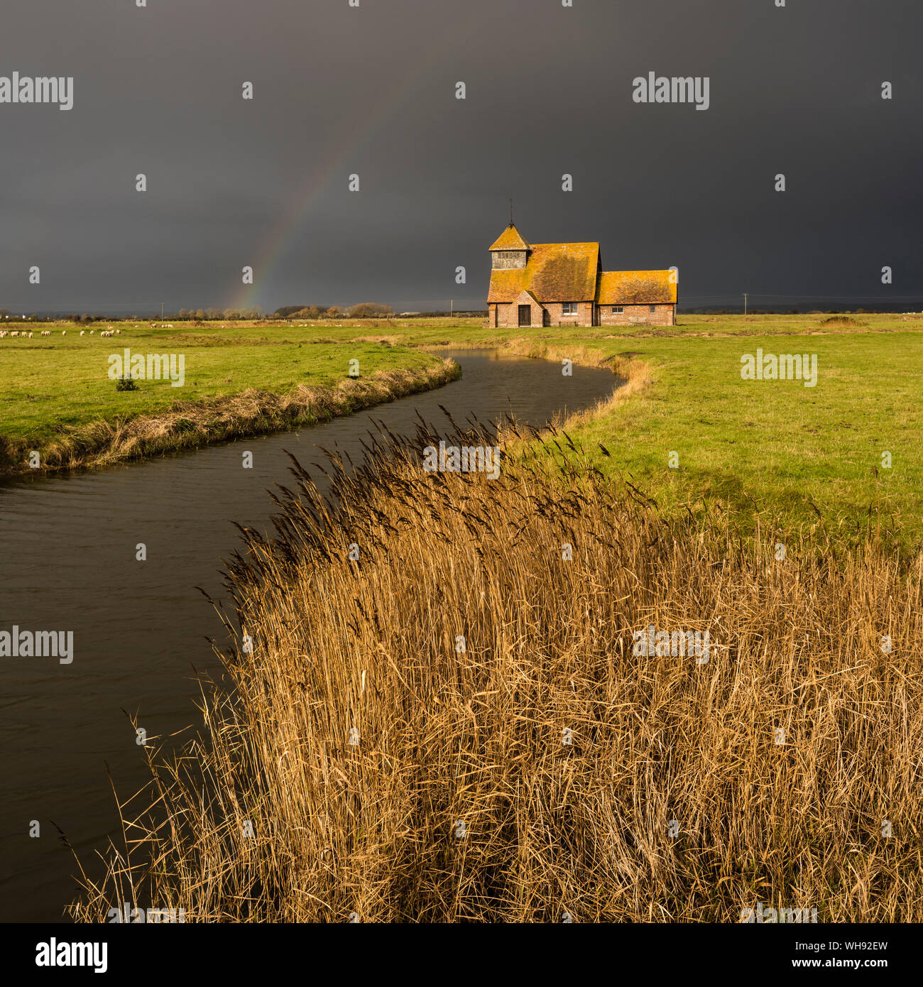 San Tommaso Becket Chiesa, Fairfield, Romney Marsh, Kent, England, Regno Unito, Europa Foto Stock