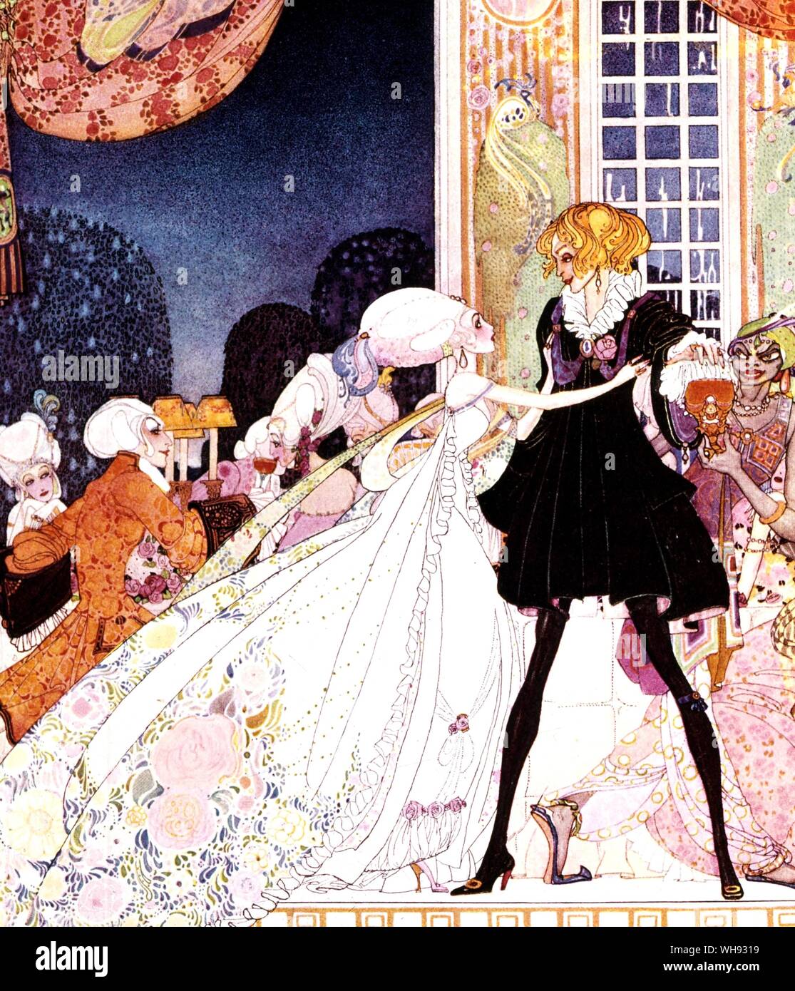 La Danza di dodici principesse. "La Danza di principesse' illustrati da Kay Nielsen. Da Arthur Quiller-Couch in polvere e crinolina, 1913.. . Foto Stock