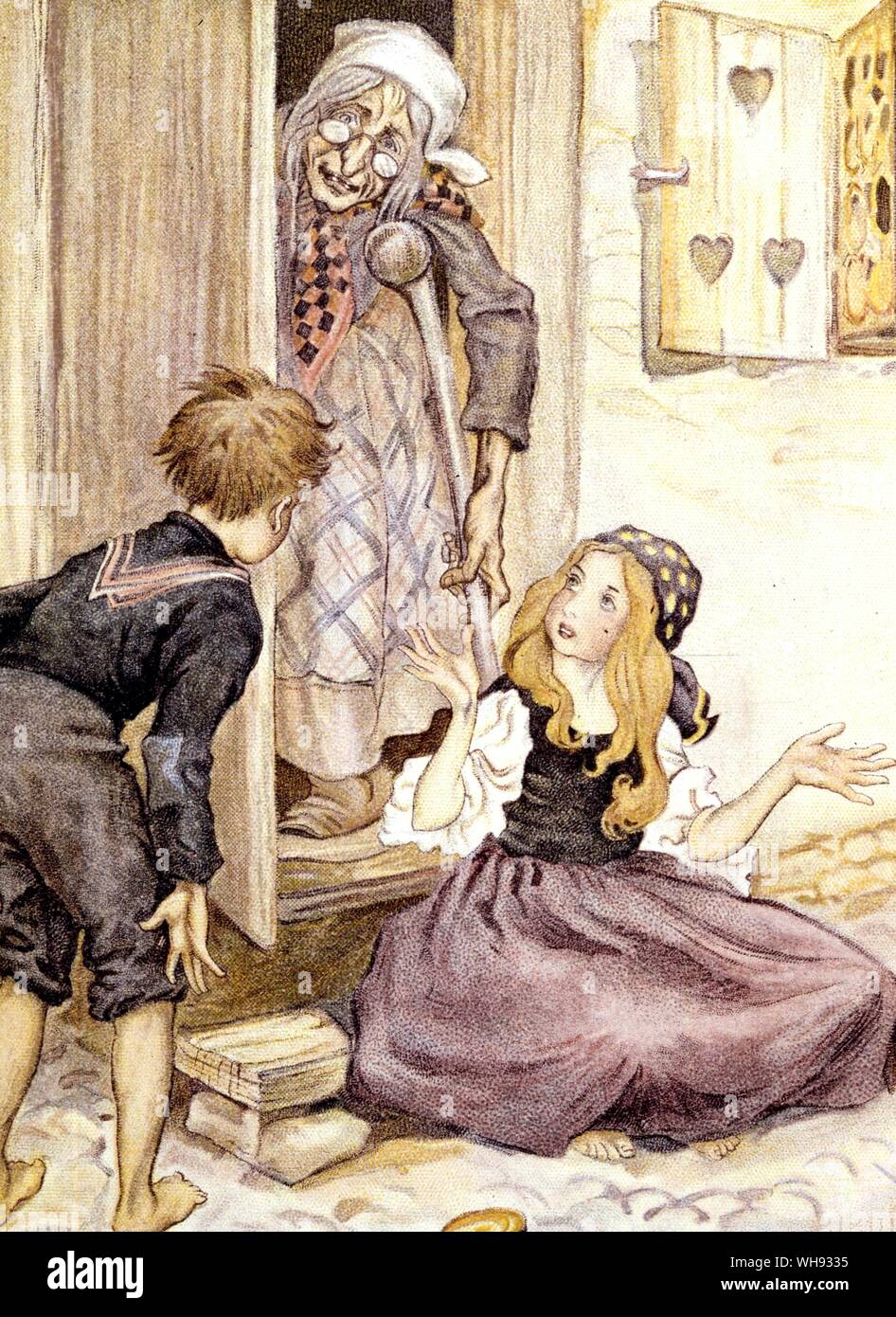 Hansel e Gretel. Frontespizio da Arthur Rackman di fiabe dei fratelli Grimm, 1900.. Foto Stock