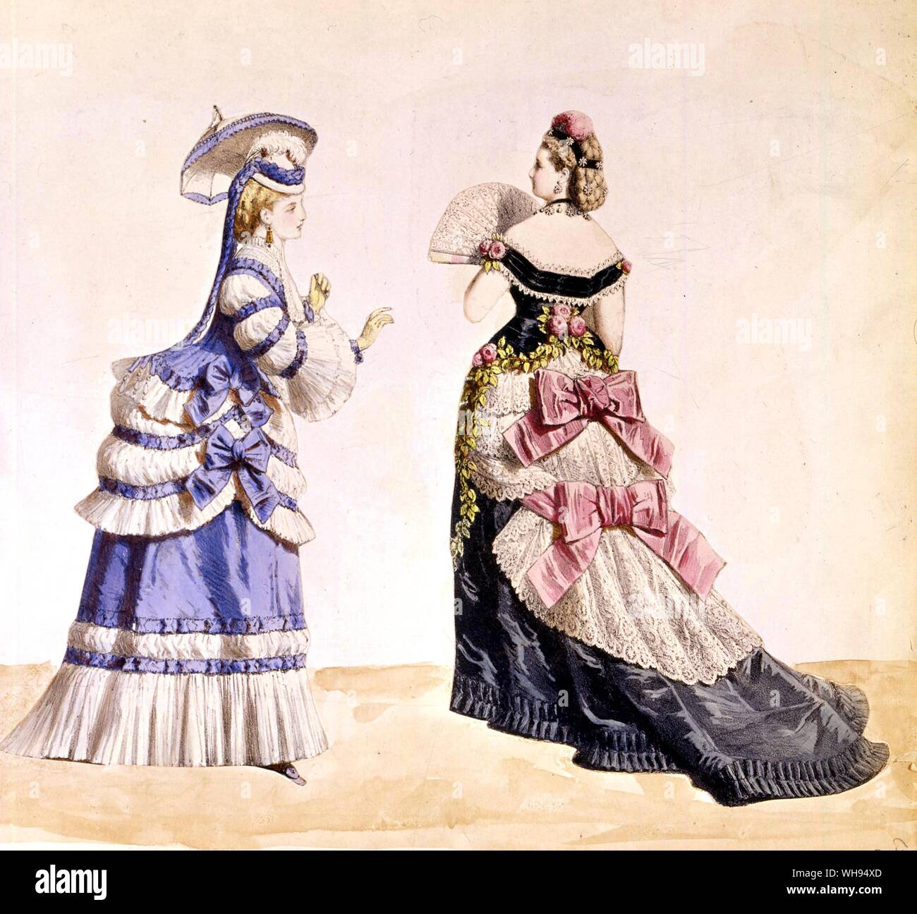2 disegni di moda di 1860s Foto Stock