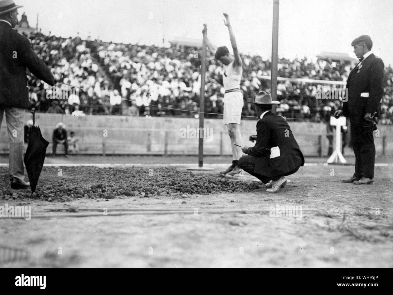 St Louis, USA.1904 Giochi Olimpici: Ray Ewry, vincitore di standing ampio salto. Foto Stock