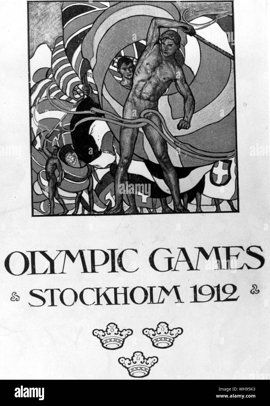 Programma ufficiale di copertura i Giochi Olimpici di Stoccolma 1912 Foto Stock