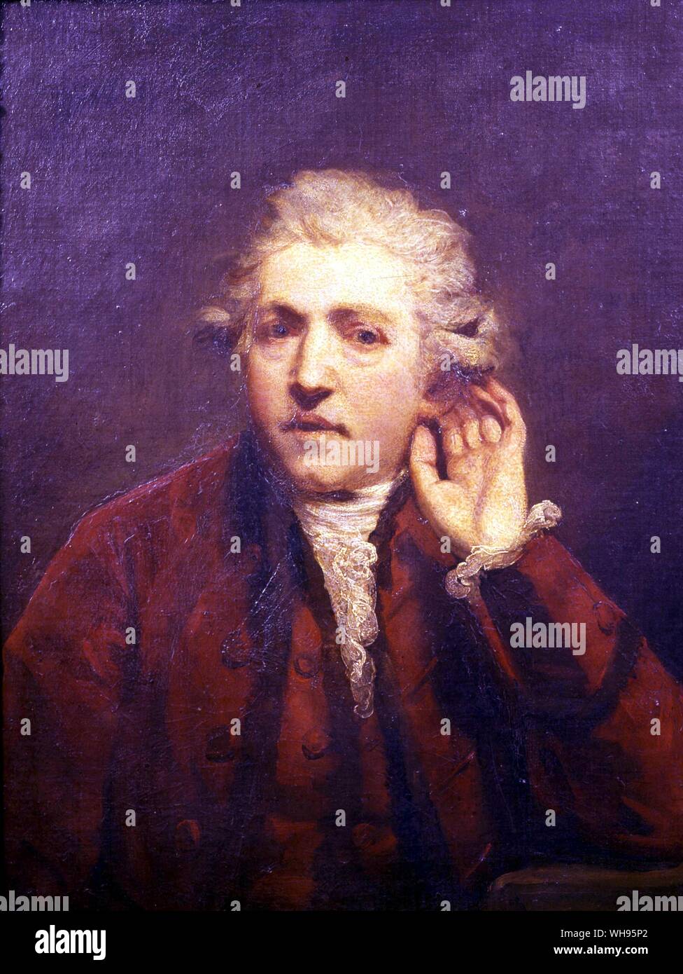 Pittore inglese Sir Joshua Reynolds come un sordo, c.1775. Self-portrait. Foto Stock