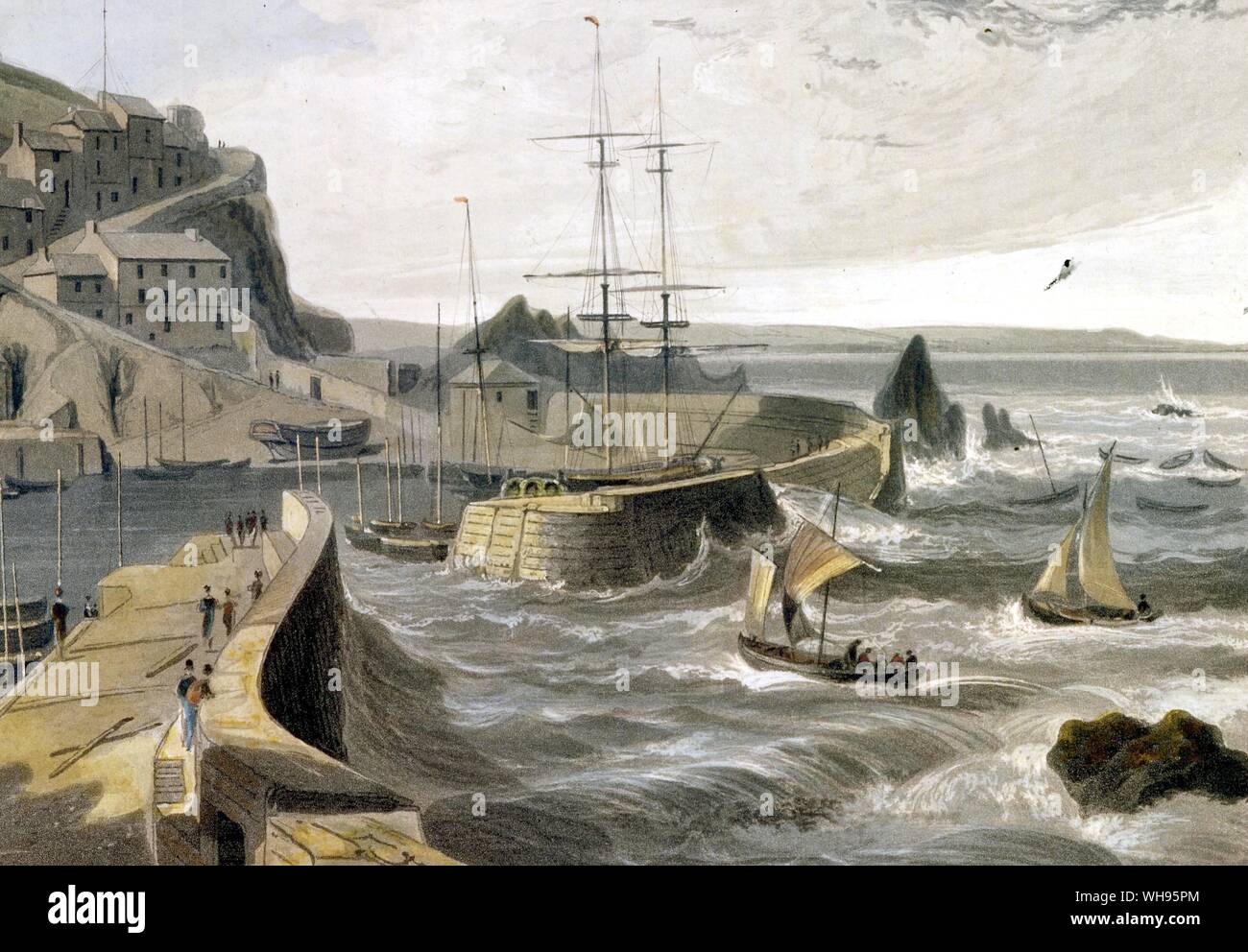 Un viaggio in Gran Bretagna da Richard Ayrton. Litografie di William Danielll, 1814-23. Mevagissy Foto Stock