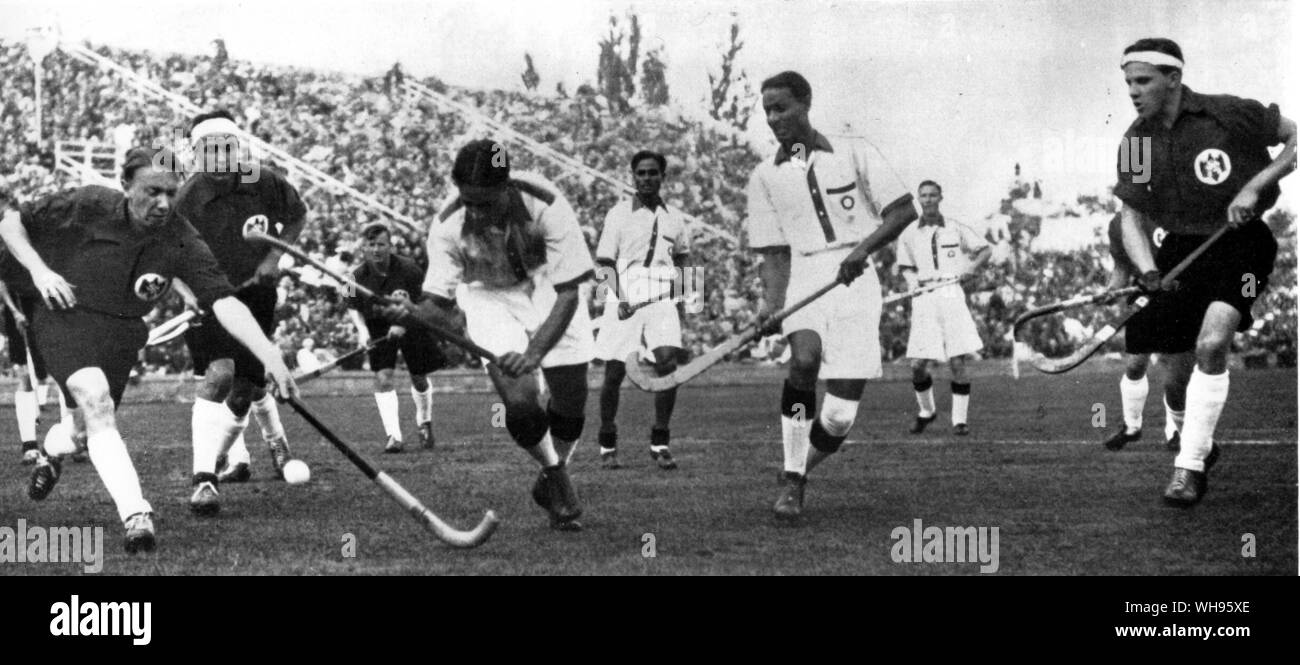 Hockey India vs Germania finale dei Giochi Olimpici di Berlino 1936 Foto Stock