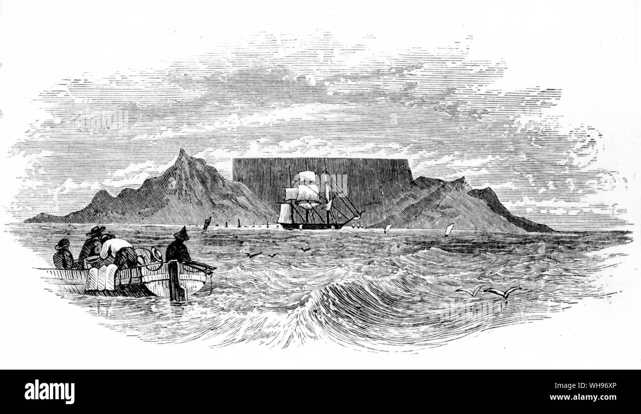Table Mountain Capo di Buona Speranza. Cape Town, Sud Africa, 1873.. Foto Stock