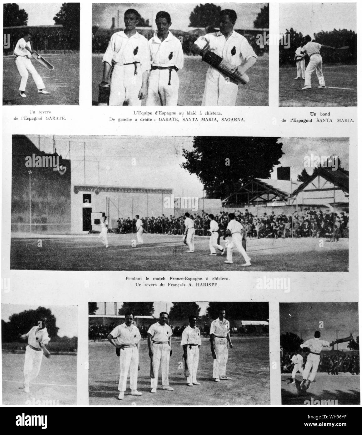 Francia, Parigi Olimpiadi 1924: francese e spagnolo pelota squadre. Foto Stock