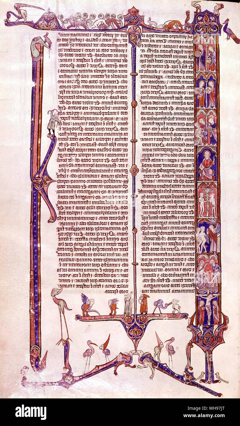 Manoscritto 13 secolo pagina da William di Devon è la Bibbia Foto Stock