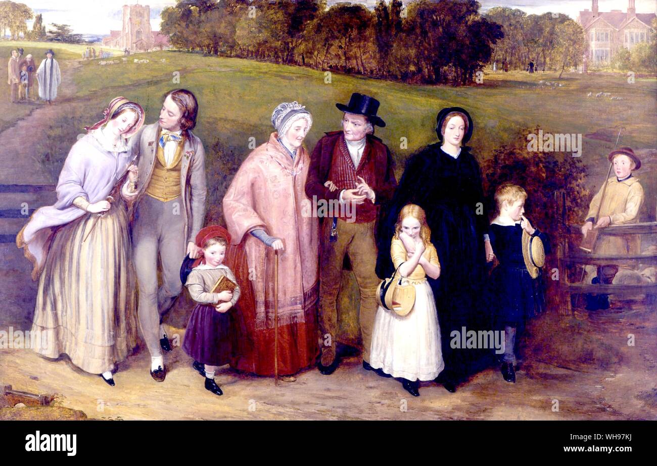 Domenica mattina il tragitto a piedi dalla chiesa 1846 Foto Stock