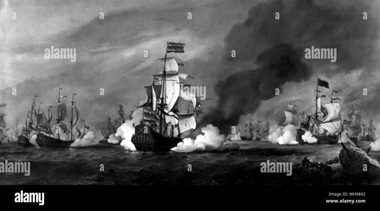 Guerre europee, xvii secolo: impegni navale delle guerre anglo-olandese/ La Battaglia del Gruppo di Tessa. Foto Stock
