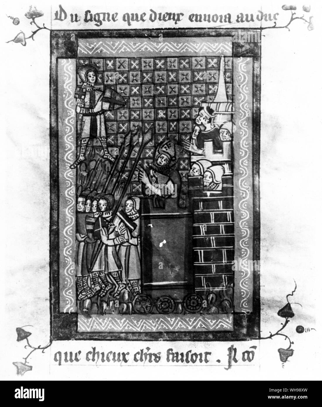 La guerra europea/del XII secolo francese arte raffiguranti la guerra. Foto Stock