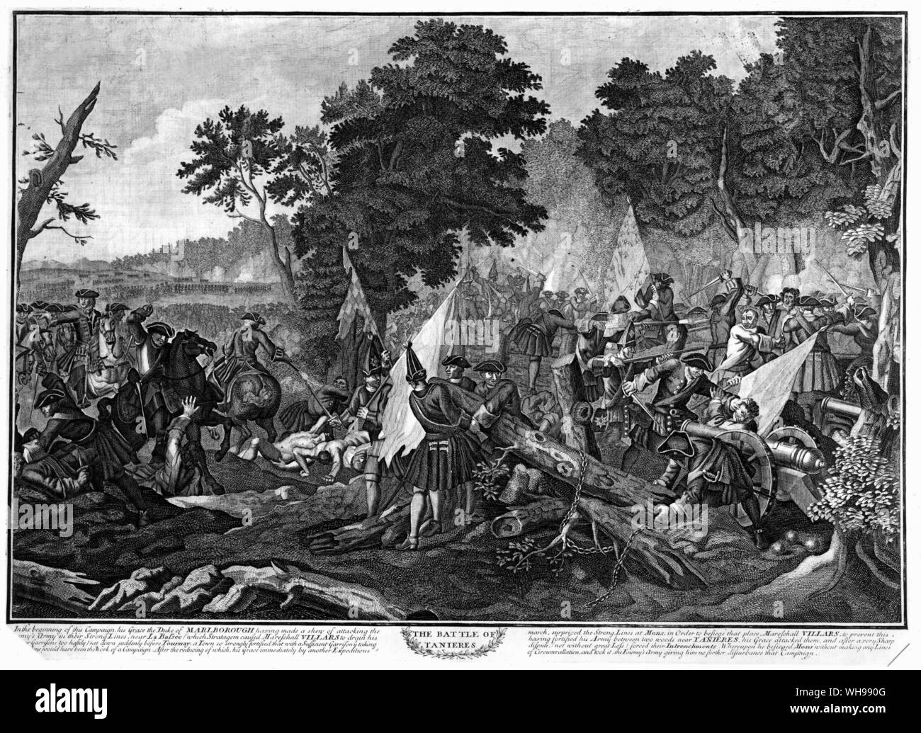 La guerra europea: la Battaglia di Tanieres . Il Duca di Marlborough l esercito ha fatto irruzione nell'entrenchments francese .. Foto Stock