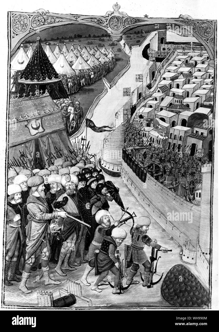 La guerra europea/i turchi ottomani. I Turchi portati loro impero in profondità in Europa. Essi assediato invano di Rodi nel 1480, mostrati in questa immagine, ma hanno avuto successo quasi cinquanta anni più tardi. Foto Stock
