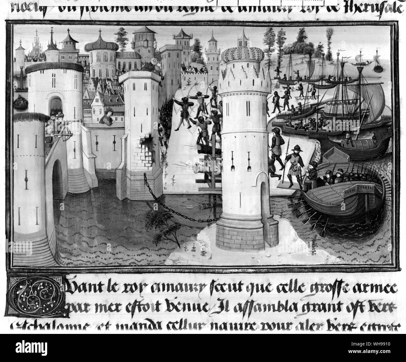 La guerra medievale/l'alto medioevo: cannoni erano normalmente licenziato da posizioni fisse per le percosse delle mura del castello. Foto Stock