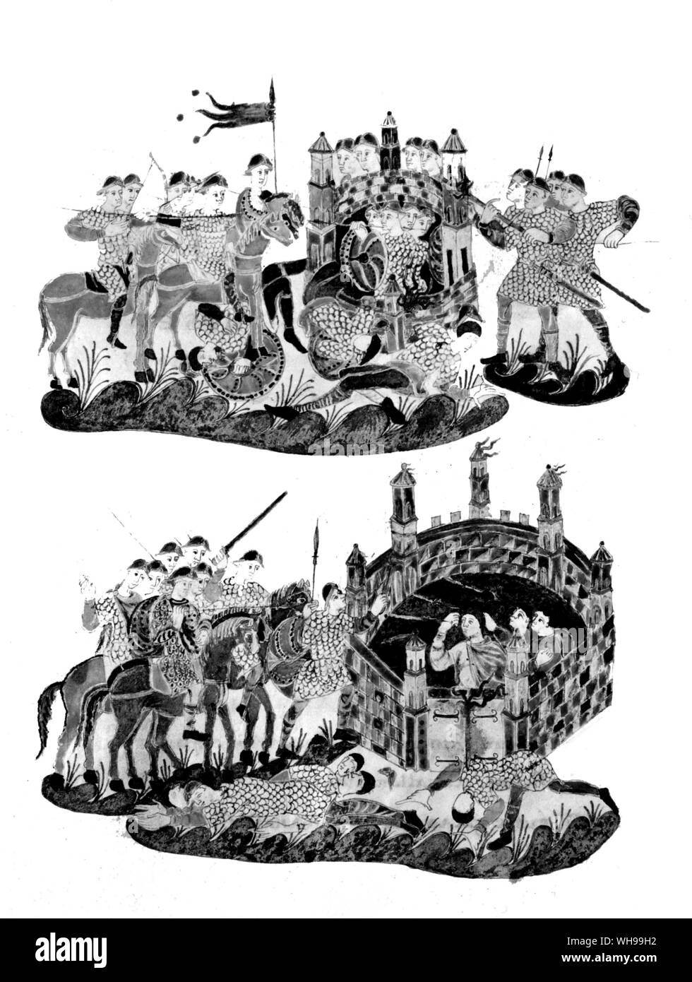 Warfare/decimo secolo. Conquista e di riscatto. Golden Salterio c.900, lavoro più notevole del racconto carolingia e. Foto Stock