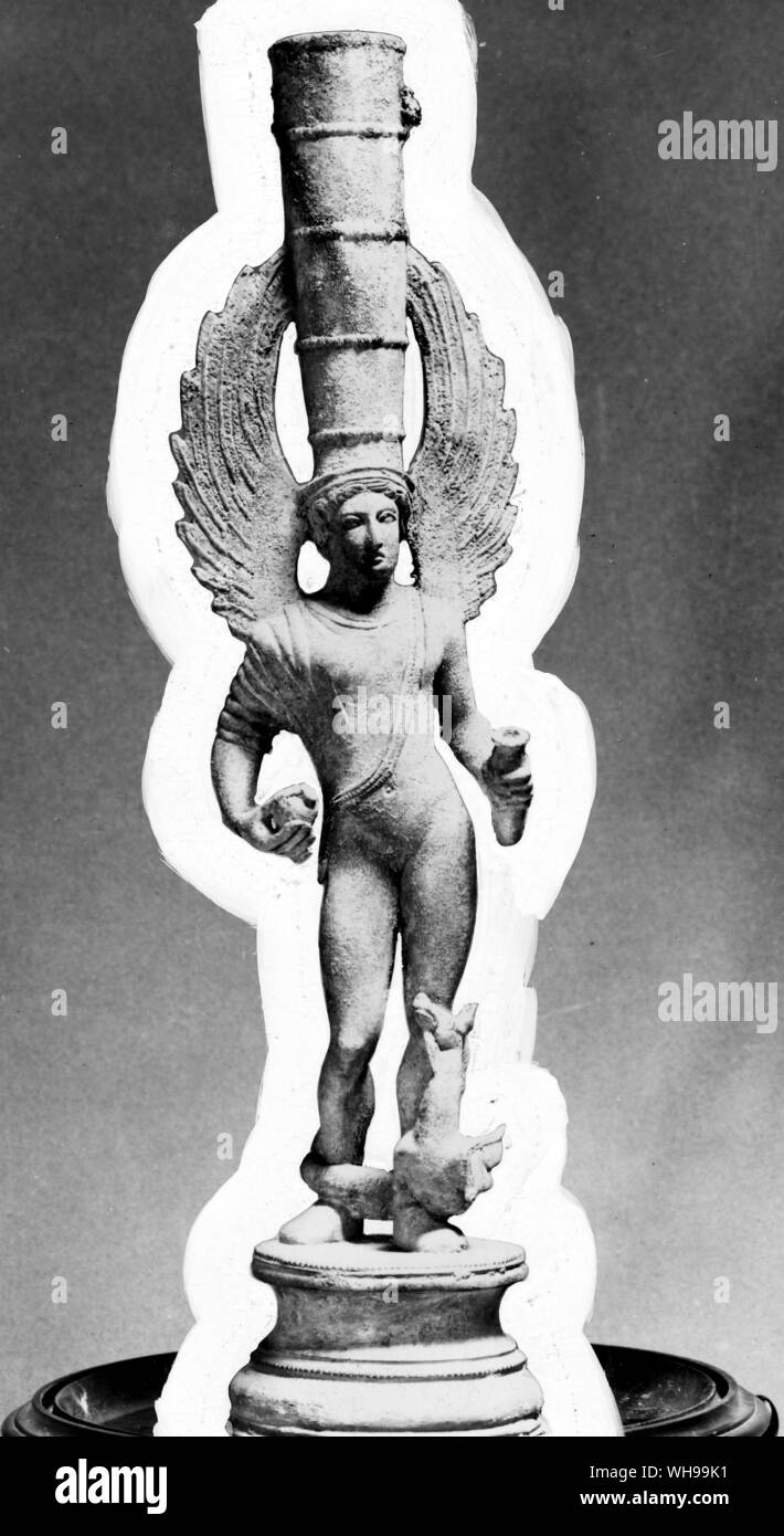 Piccola figura in bronzo di Parigi. La storia di Parigi e Afrodite è uno dei preferiti di Etuscans Foto Stock