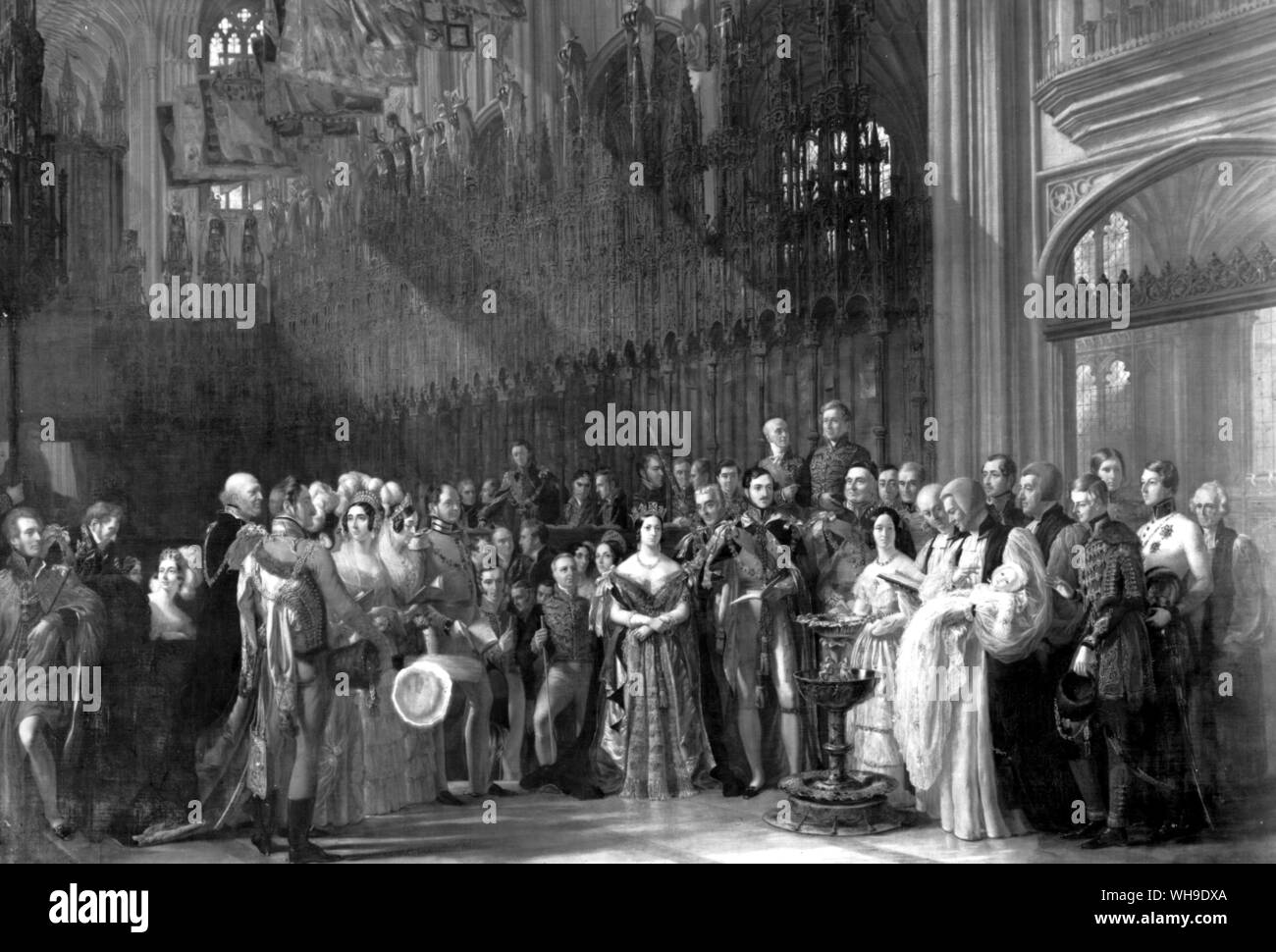 Il battesimo del principe del Galles (più tardi Re Edoardo VII) al Castello di Windsor in 1842. Humboldt ha trovato grande splendore alla corte inglese, ma un modo di vita che è stato naturale e cordiale. Foto Stock