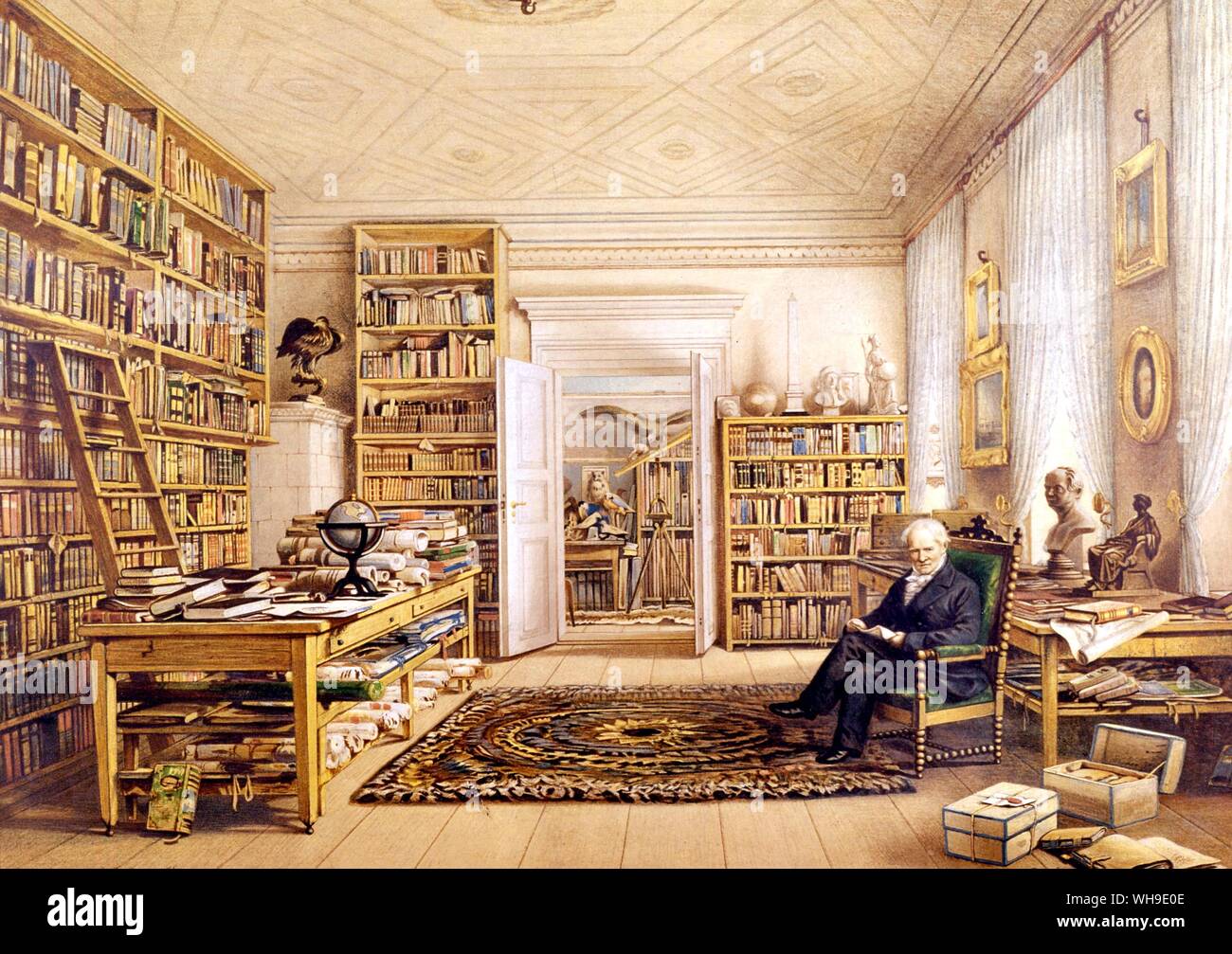 Humboldt nel suo studio in Oranienburger Strasse, 1843. Foto Stock