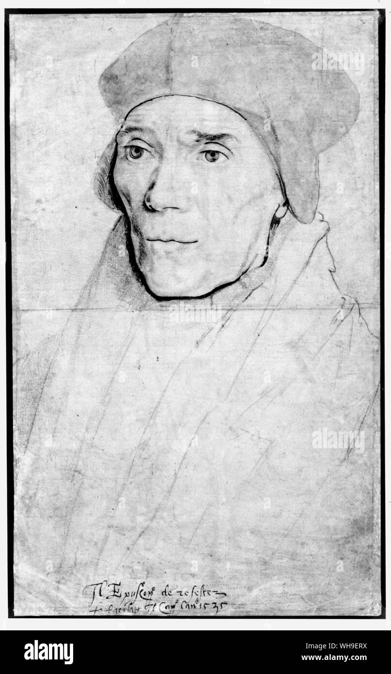 Il Cardinale John Fisher, Vescovo di Rochester. Schizzo da Holbein dal Castello di Windsor. Foto Stock