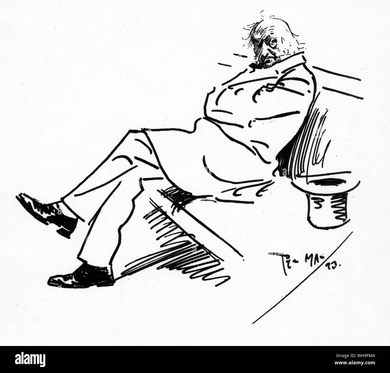 Disegno della linea di William Ewart Gladstone (1809-1898). British politico liberale, ripetutamente il Primo Ministro. Foto Stock