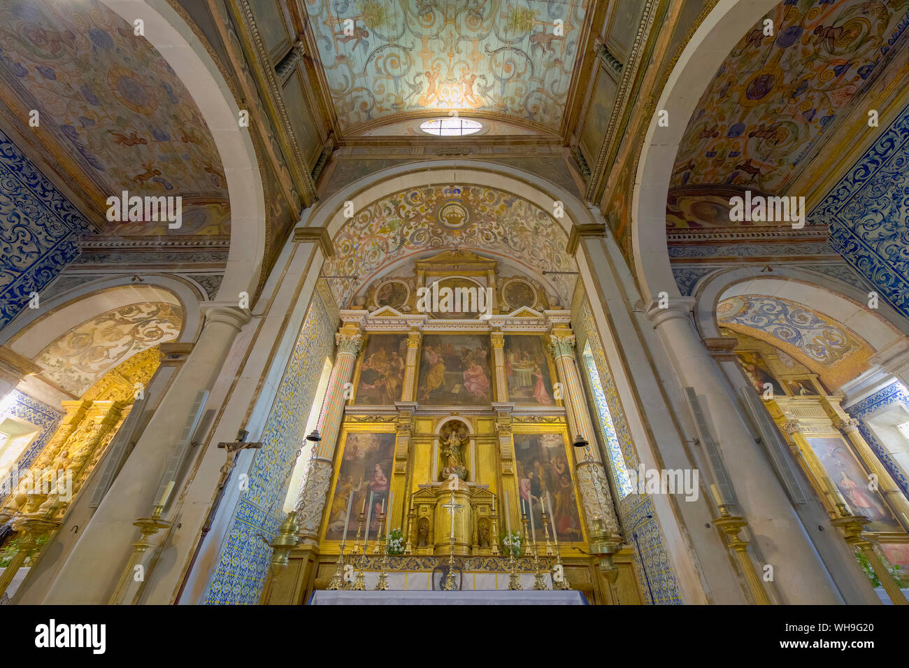 Chiesa di Santa Maria, interno, altare maggiore, Obidos, Distretto di Leiria, Estremadura, Portogallo, Europa Foto Stock