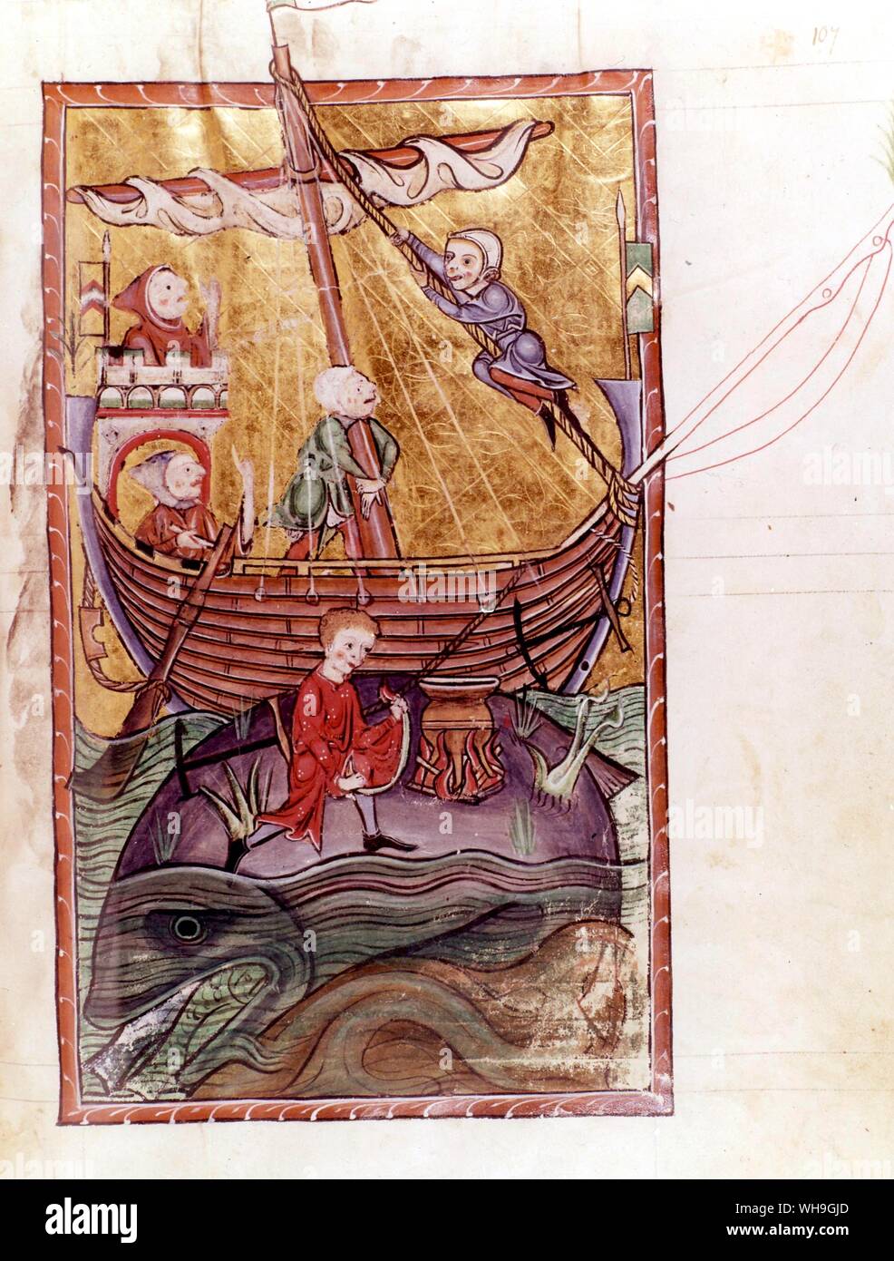 13 secolo nave a terra sul dorso di balena Foto Stock