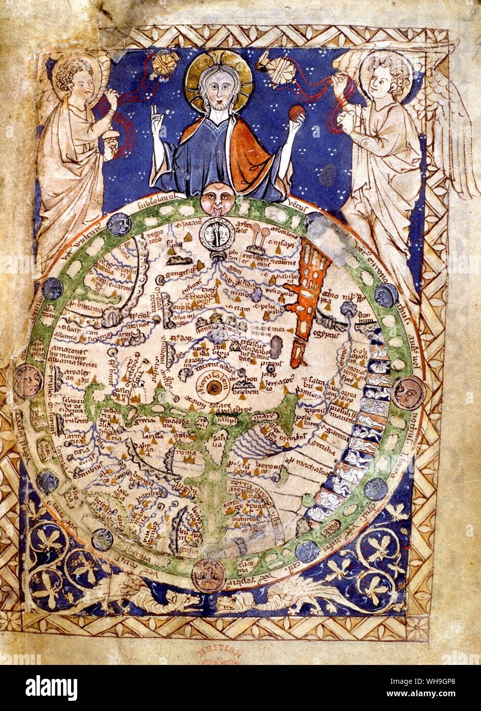 13 secolo mappa Jeursalem. Foto Stock