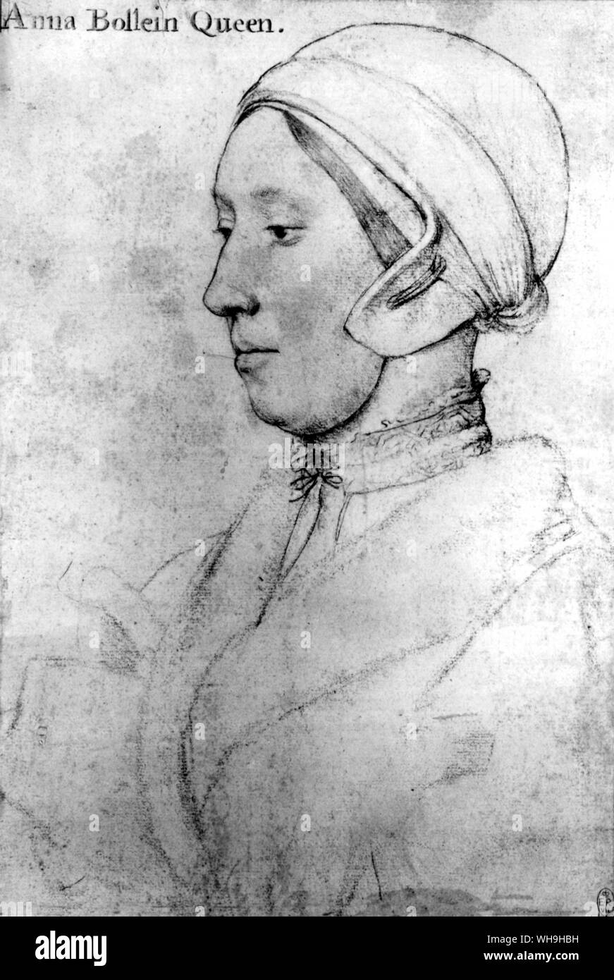 Anne Boleyn - Sketch da Holbein. Foto Stock