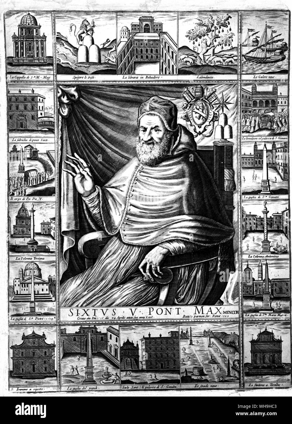 Papa Sisto V (nato Felice Peretti) (1521-1590, Papa dal 1585. Egli ha sostenuto la Armada spagnola contro gli Inglesi. Foto Stock