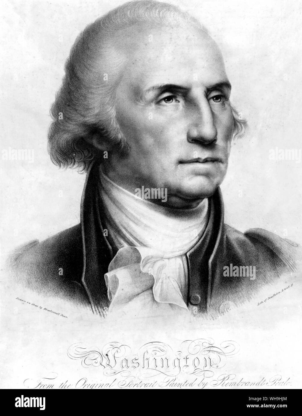 George Washington (1732-1799), il comandante delle forze americane durante la guerra rivoluzionaria americana e primo presidente degli Stati Uniti d'America. Foto Stock