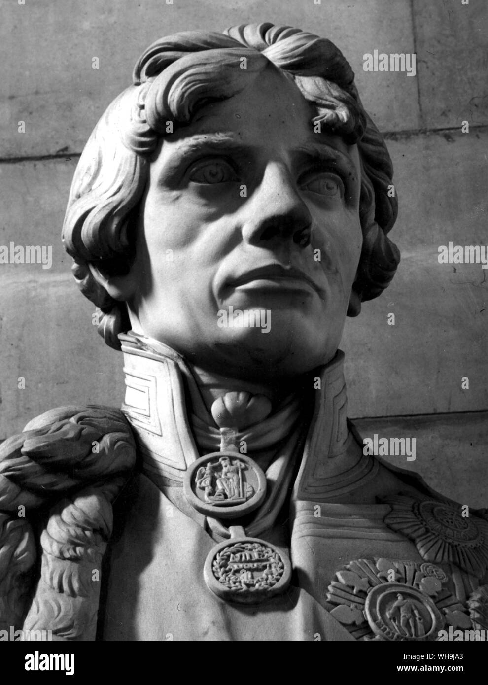 Testa del Signore ammiraglio Horatio Nelson (1758-1805) presso la Cattedrale di St Paul, Londra. Foto Stock