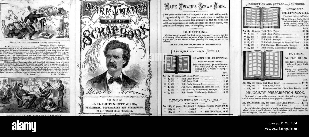 Mark Twain 1835-1910 noi lo scrittore e giornalista 1900 . Mark Twain il libro di scarto Foto Stock