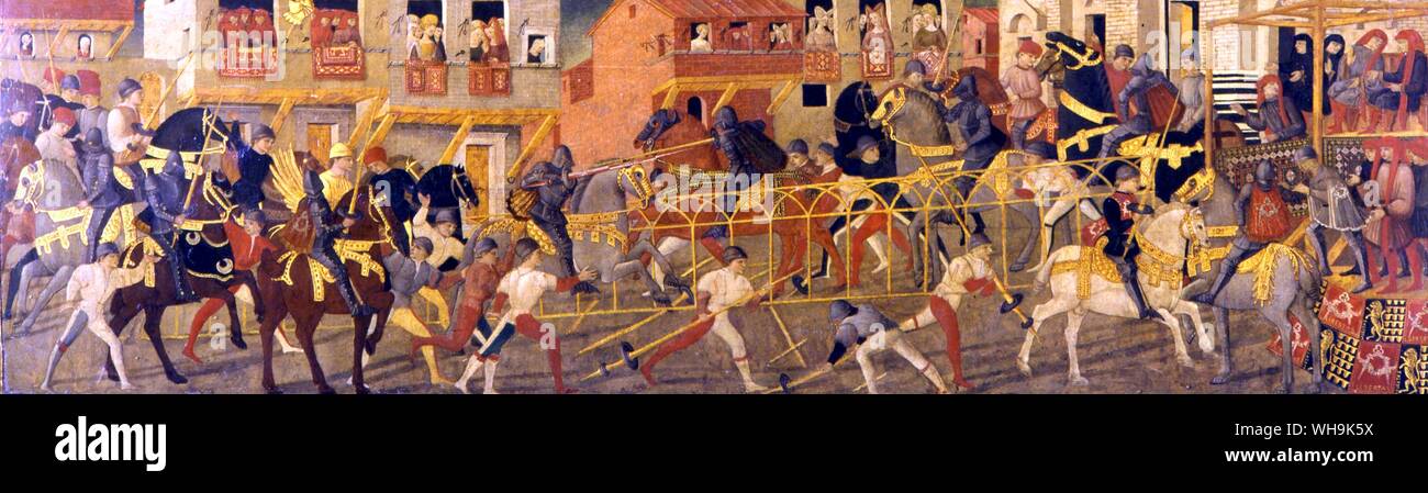 Giostre scena dal 15 secolo Foto Stock