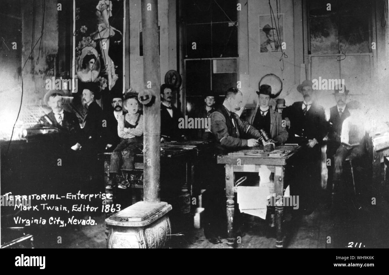 Vista interna del territoriale ufficio aziendale Virginia City Nevada Mark Twain Editor 1863 Foto Stock