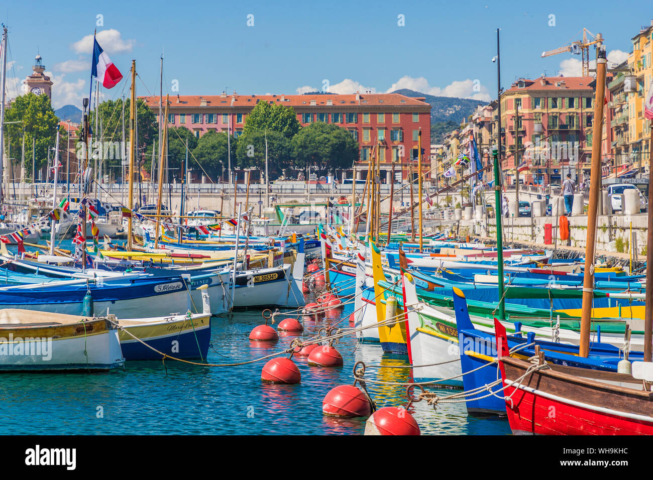Port Lympia, Nizza, Alpes Maritimes, Cote d'Azur, in Provenza Costa Azzurra, Francia, Mediterraneo, Europa Foto Stock