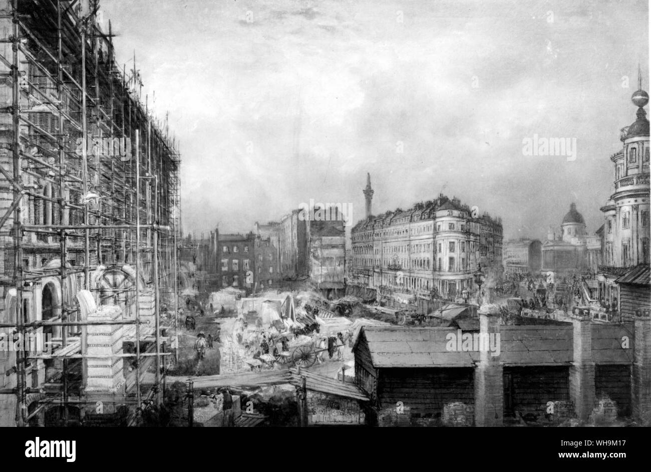Londra: costruzione presso la stazione di Charing Cross Hotel, 1863. Foto Stock