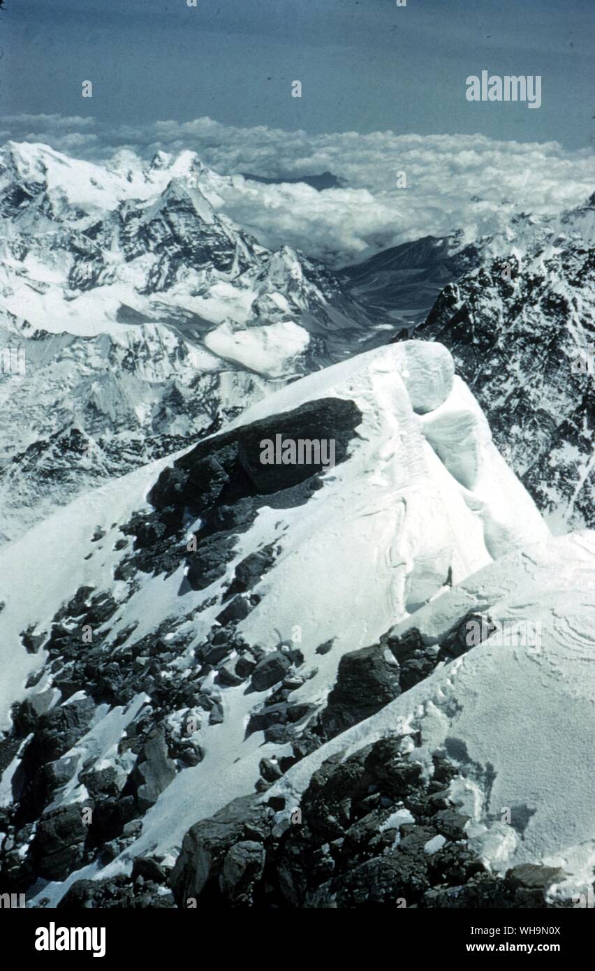 Himalaya da Air Mount Everest in Nepal in primo piano Foto Stock