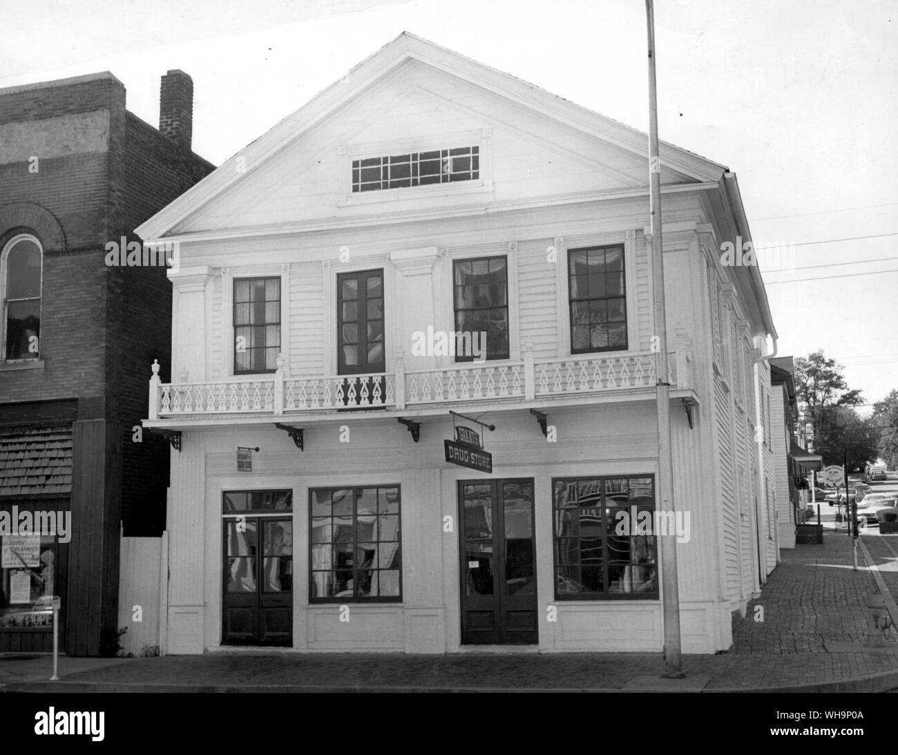 Nel 1847 l'Clemenses vissuto qui con un'altra famiglia al di sopra di quella che allora era una farmacia - Foto di Mark Twain e della biografia Foto Stock