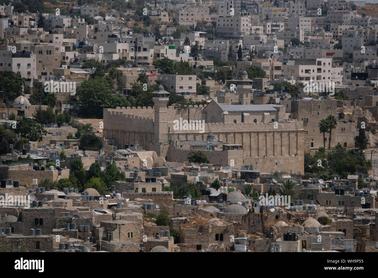 Vista della grotta o Tomba dei patriarchi, noto per gli ebrei come la caverna di Macpela e ai musulmani come santuario di Abramo a Hebron Cisgiordania Israele Foto Stock